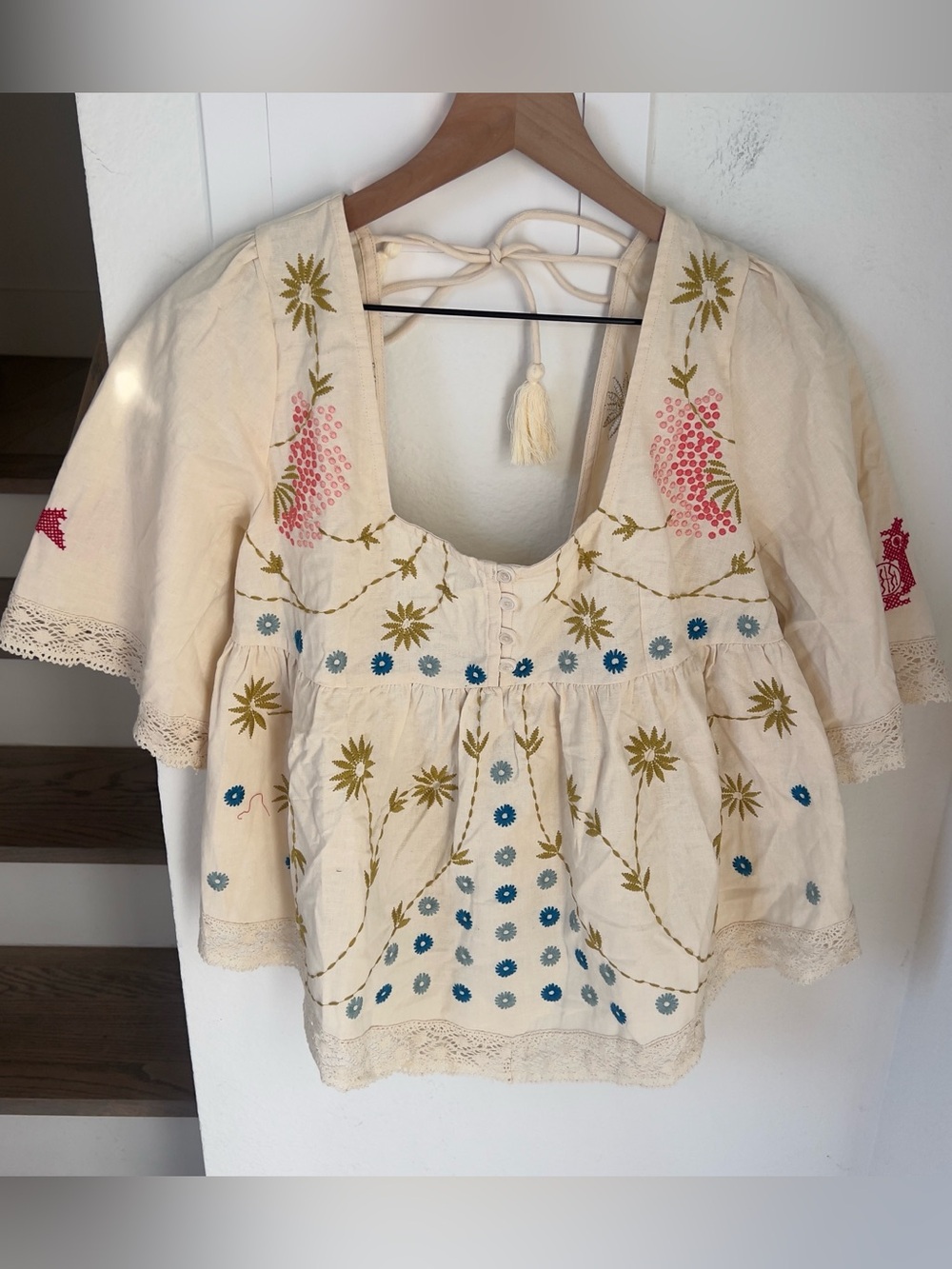 Free People Fairytale In The Mossy Forest Babydoll Tunic in Ivory Cream NWT - Picture 3 of 8